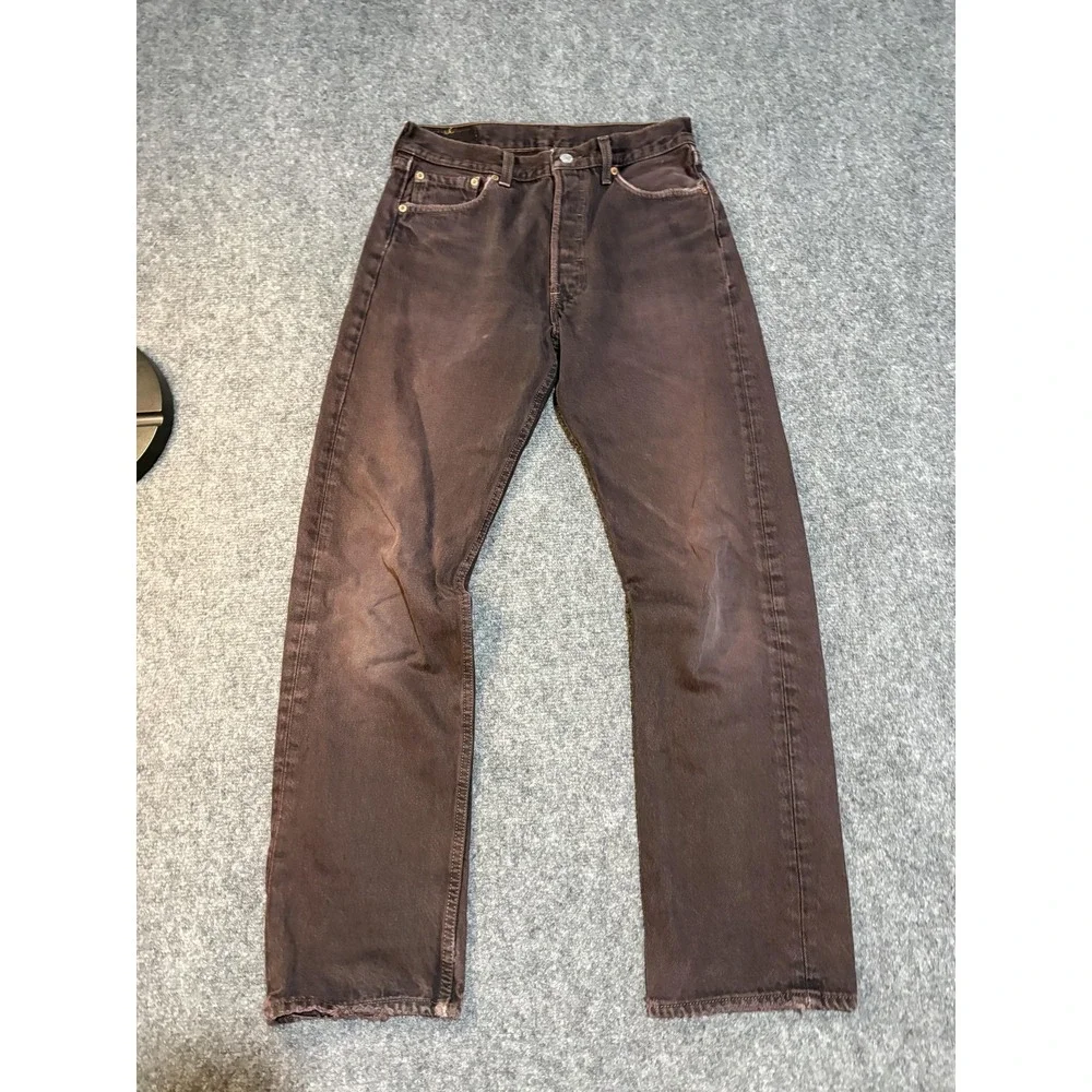 VTG Levis 501 Jeans Mens 30x30 Brown Denim Straight Leg Made USA Button Fly 90s - Picture 5 of 12